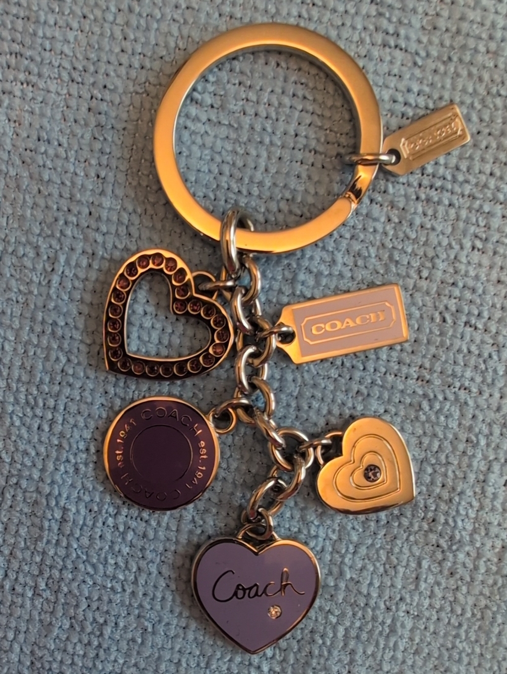 Coach Purple Hearts Key Chain Bag Charm